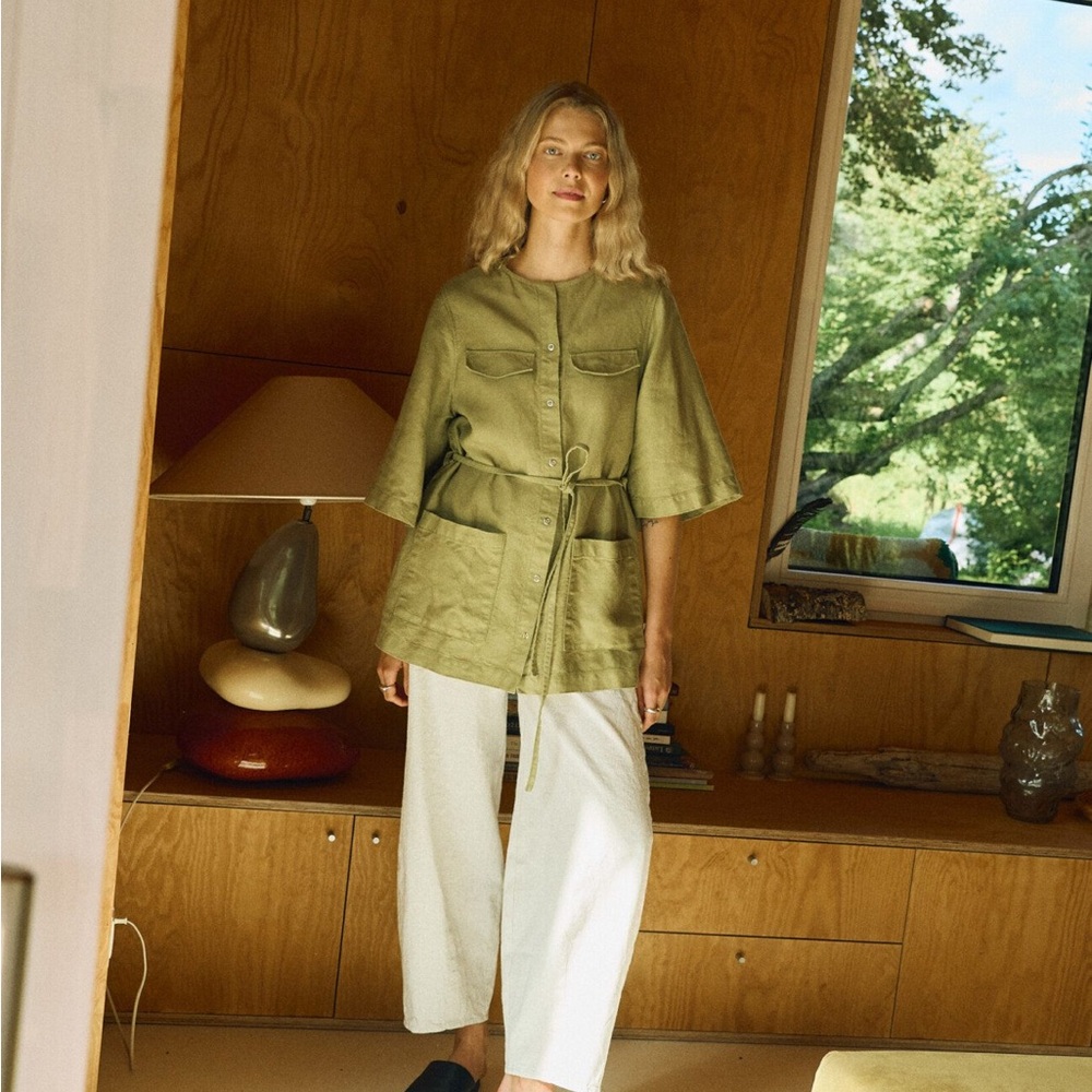 Linenfox Heavy Linen Overshirt – Pippa in Cacao, size S-M - Picture 4 of 4